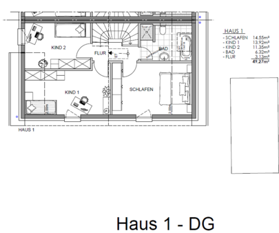 Grundriss Haus 1 DG - Doppelhaushälfte in 93152 Nittendorf mit 112m² kaufen
