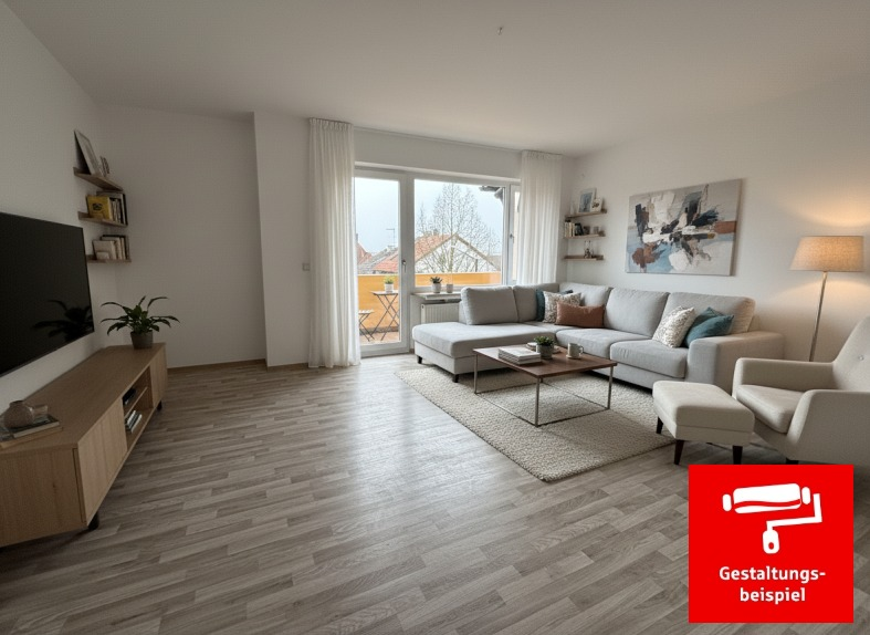 Wohnzimmer - Einrichtungsbeispiel - Etagenwohnung in 90513 Zirndorf mit 75m² kaufen