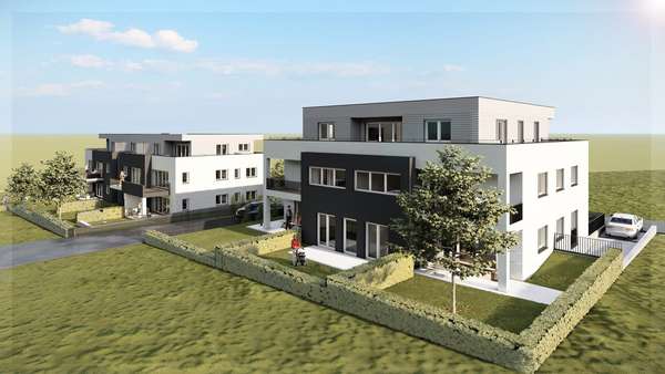 Blick Wohnanlage - Etagenwohnung in 90574 Roßtal mit 94m² kaufen