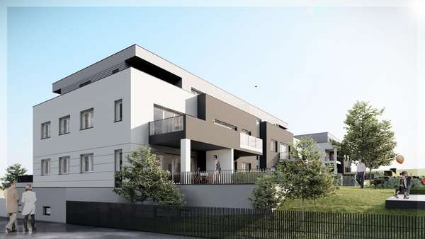 Südwest Ansicht Haus B - Penthouse-Wohnung in 90574 Roßtal mit 100m² kaufen