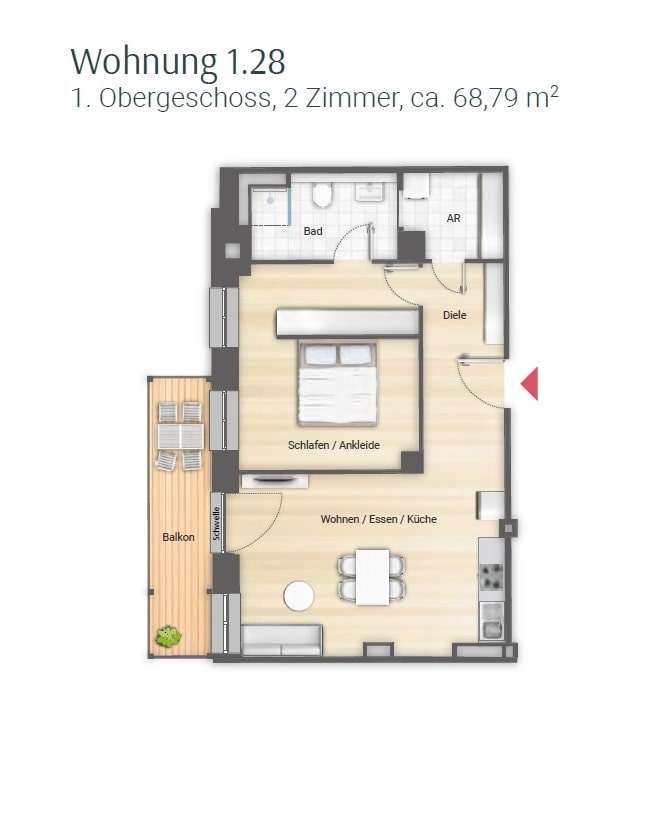 Grundriss - Etagenwohnung in 90443 Nürnberg mit 68m² kaufen