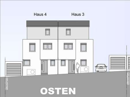Ansicht Osten Haus 3 + 4 - Doppelhaushälfte in 91180 Heideck mit 142m² kaufen