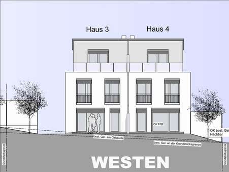 Ansicht Westen Haus 3 + 4 - Doppelhaushälfte in 91180 Heideck mit 142m² kaufen