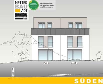 Ansicht Süd Haus 1+2 - Doppelhaushälfte in 91187 Röttenbach mit 131m² kaufen