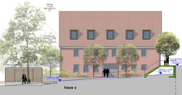 Hausansicht von Osten - Erdgeschosswohnung in 91567 Herrieden mit 75m² kaufen