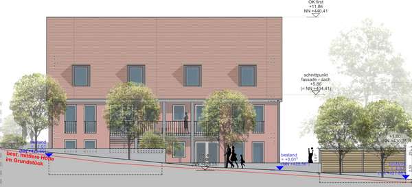 Hausansicht von Westen - Erdgeschosswohnung in 91567 Herrieden mit 75m² kaufen