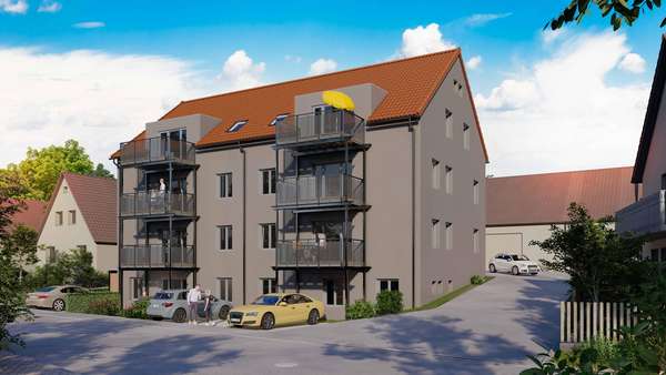Terrasse oder Balkon bei jeder Wohnung vorhanden - Souterrain-Wohnung in 91747 Westheim mit 91m² als Kapitalanlage kaufen