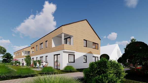 Alle Wohnungen mit sonniger Terrasse und Gartenanteil oder überdachten Balkon - Erdgeschosswohnung in 91738 Pfofeld mit 66m² kaufen