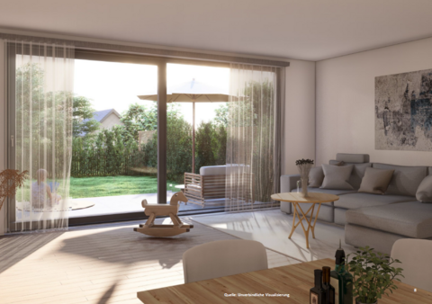 Blick vom Wohnbereich in den Garten - Reiheneckhaus in 96052 Bamberg mit 148m² kaufen