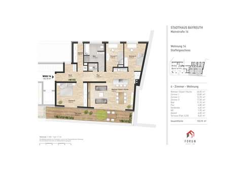 4. Obergeschoss - Wohnung Nr. 14 - Auszug aus dem Verkaufsexposé - Penthouse-Wohnung in 95444 Bayreuth mit 122m² kaufen