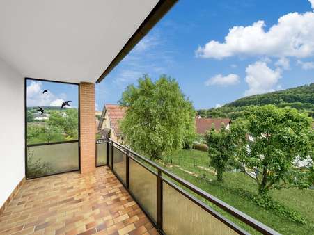 Aussicht vom Balkon - Zweifamilienhaus in 97753 Karlstadt mit 148m² kaufen