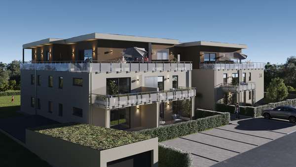 Ansicht Nord/West - Erdgeschosswohnung in 97464 Niederwerrn mit 74m² kaufen