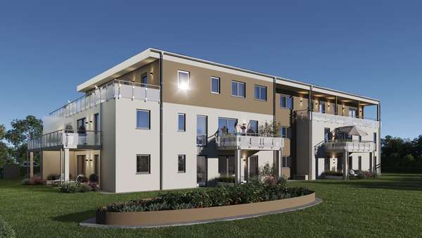 Ansicht Süd/Ost - Erdgeschosswohnung in 97464 Niederwerrn mit 74m² kaufen