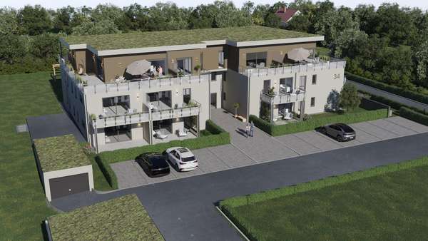 Ansicht Nord/West - Erdgeschosswohnung in 97464 Niederwerrn mit 74m² kaufen