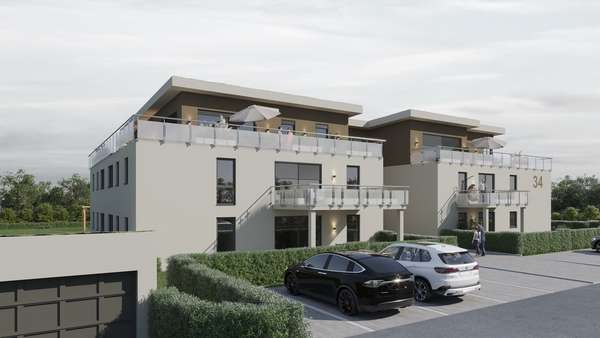 Ansicht Nord-Westseite mit TG-Zufahrt - Penthouse-Wohnung in 97464 Niederwerrn mit 193m² kaufen