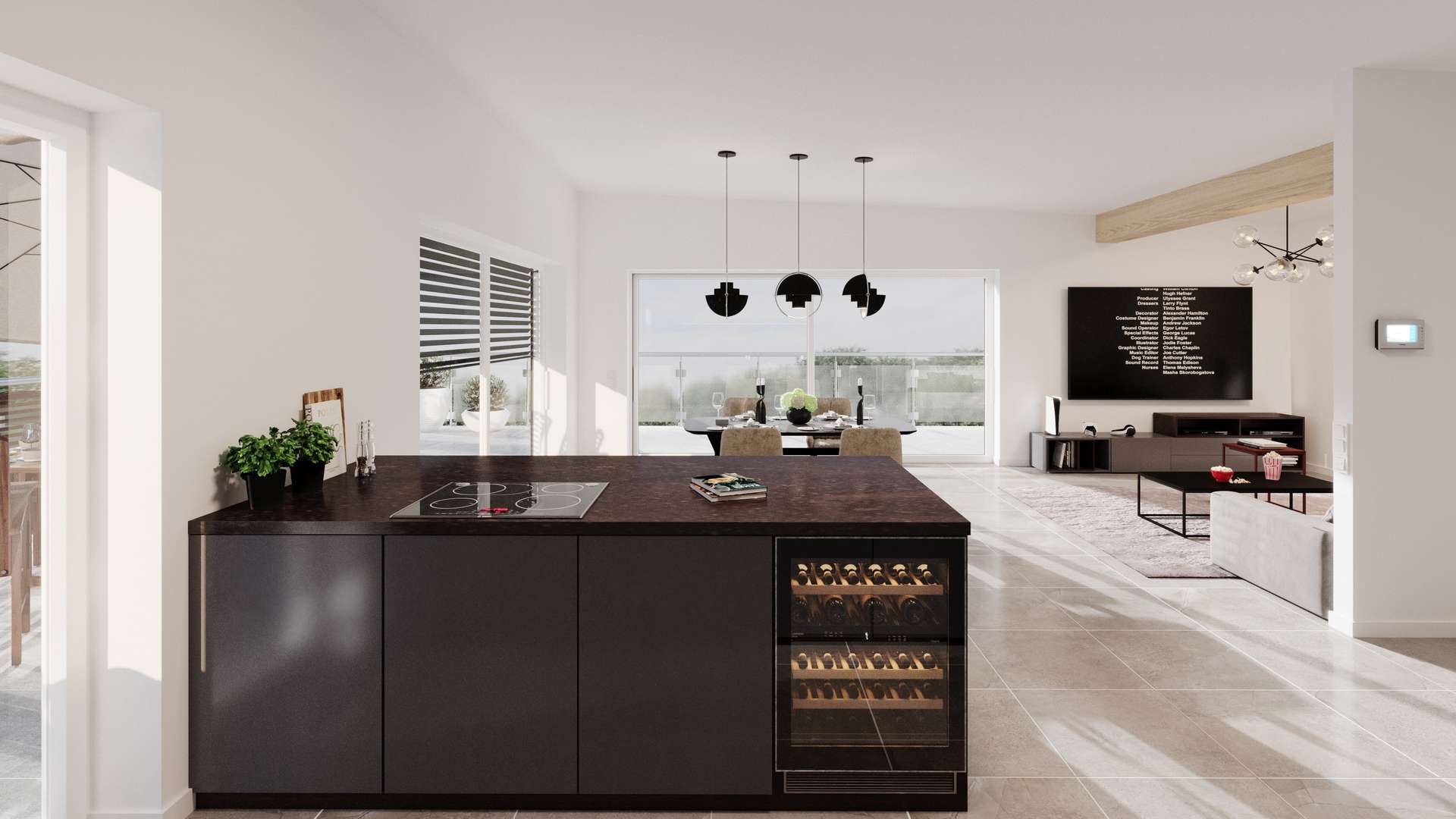 Visualisierung Kochen/Wohn-Essbereich - Penthouse-Wohnung in 97464 Niederwerrn mit 193m² kaufen