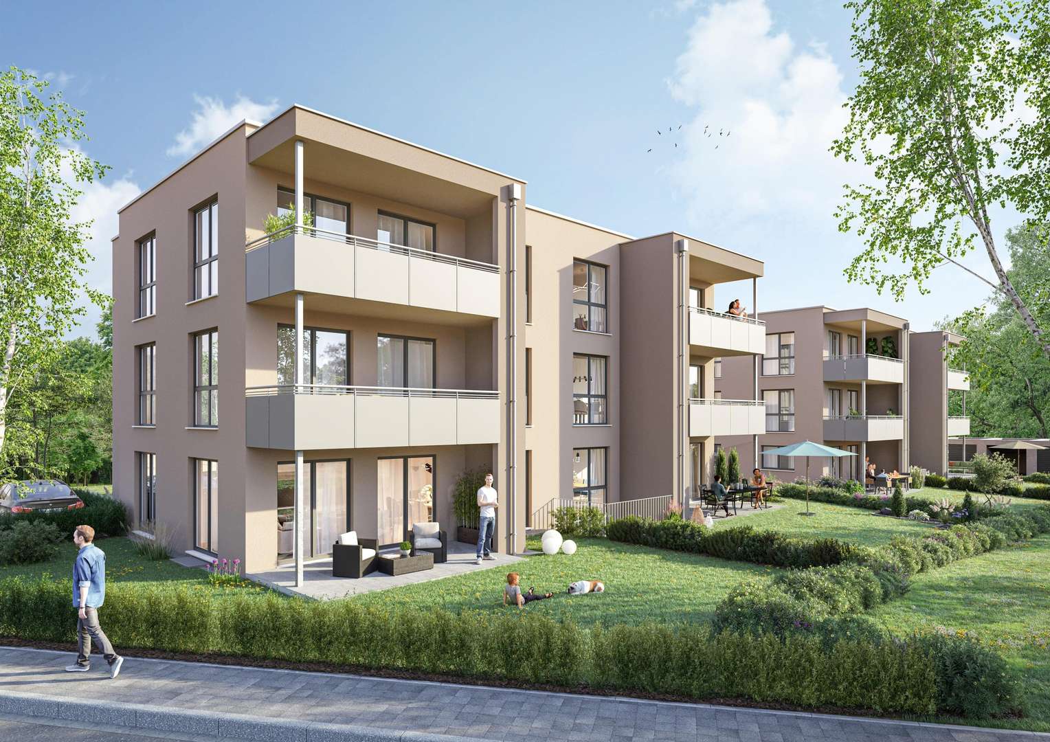 Ansicht der Wohnanlage (Visualisierung) - Erdgeschosswohnung in 97437 Haßfurt mit 81m² kaufen