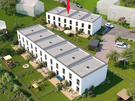 Ansicht der Anlage mit Pfeil - Haus B - Reihenmittelhaus in 97531 Theres mit 119m² kaufen