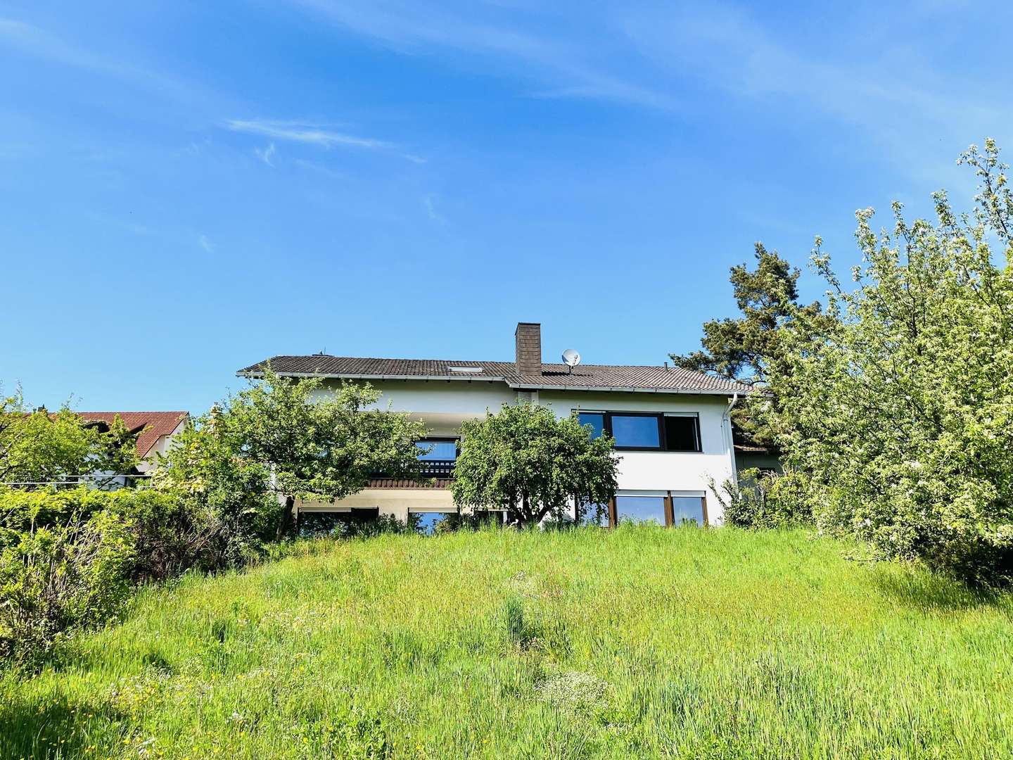 weitläufiges Grundstück mit Baumbestand... die Gartenansicht - Einfamilienhaus in 97500 Ebelsbach mit 225m² kaufen