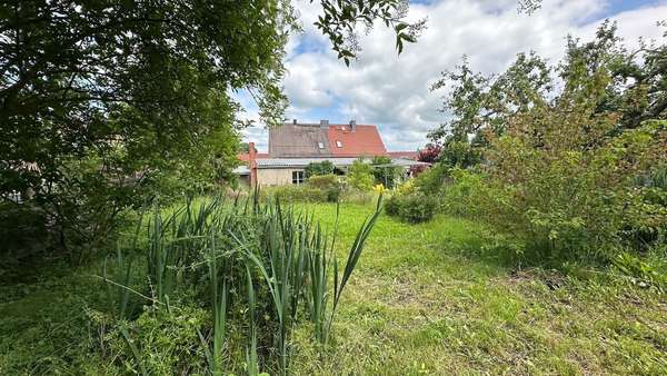Blick zum Wohnhaus Blick zum Wohnhaus - Doppelhaushälfte in 06647 An der Poststraße mit 97m² kaufen