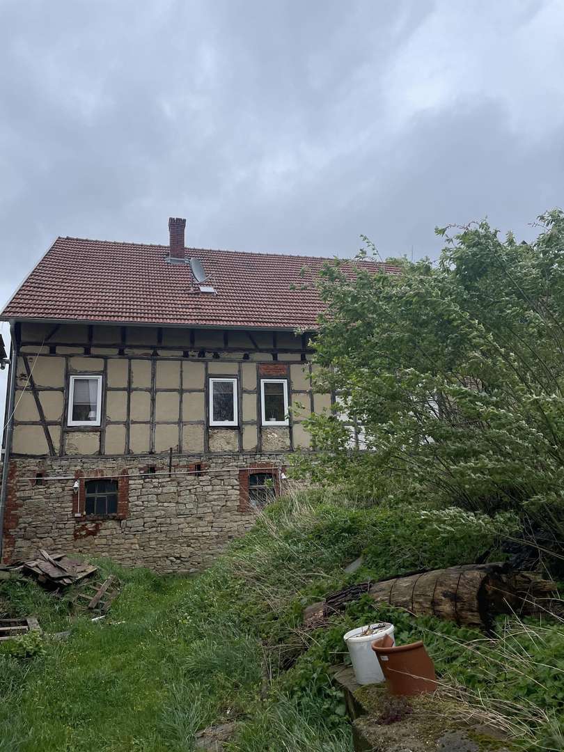 Seitenansicht vom Garten - Einfamilienhaus in 99958 Tonna mit 100m² kaufen