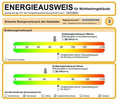 Ausschnitt Energieausweis - Ladenlokal in 07356 Bad Lobenstein mit 113m² günstig mieten
