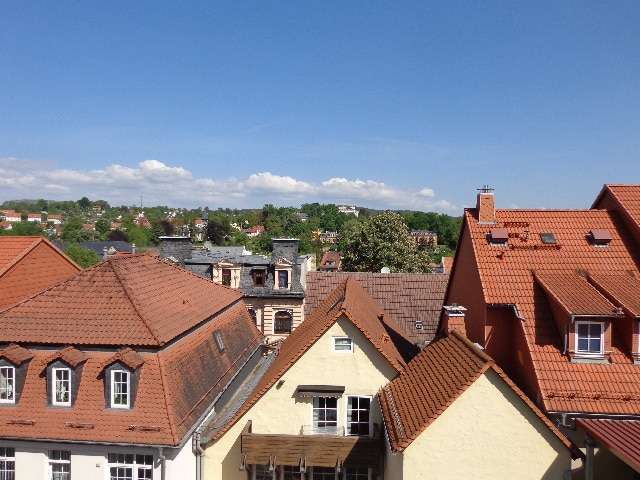 Ausblick vom Wohnzimmer / Balkon - Maisonette-Wohnung in 07381 Pößneck mit 85m² mieten