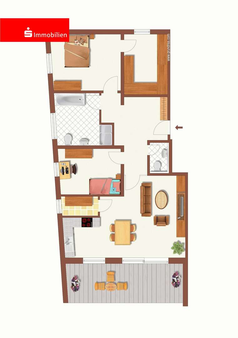 Wohnungsgrundriss - Etagenwohnung in 98617 Meiningen mit 118m² mieten
