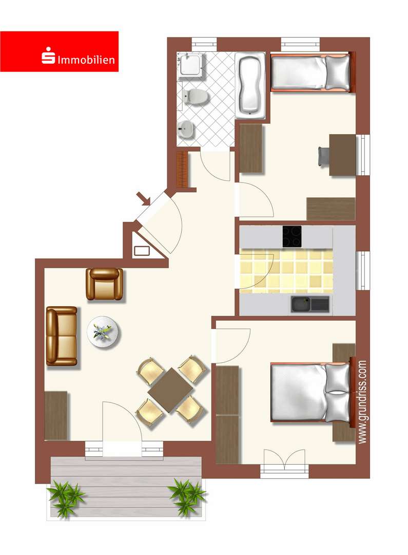 Grundriss - Etagenwohnung in 98617 Meiningen mit 63m² kaufen