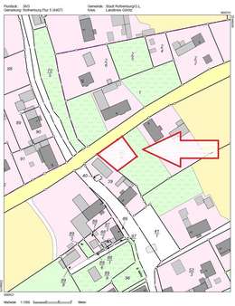 Flurkartenausschnitt mit Markierung Flurkartenausschnitt mit Markierung - Grundstück in 02929 Rothenburg mit 443m² kaufen