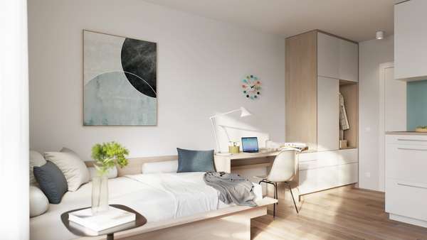 Visualisierung Innenansicht - Etagenwohnung in 01069 Dresden mit 27m² kaufen