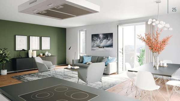 Unverbindliche Innenvisualisierung Küchen- und Wohnbereich - Erdgeschosswohnung in 01219 Dresden mit 92m² kaufen
