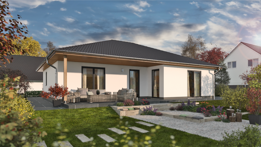 Gartenseite Bungalow - Bungalow in 04720 Döbeln mit 107m² mieten