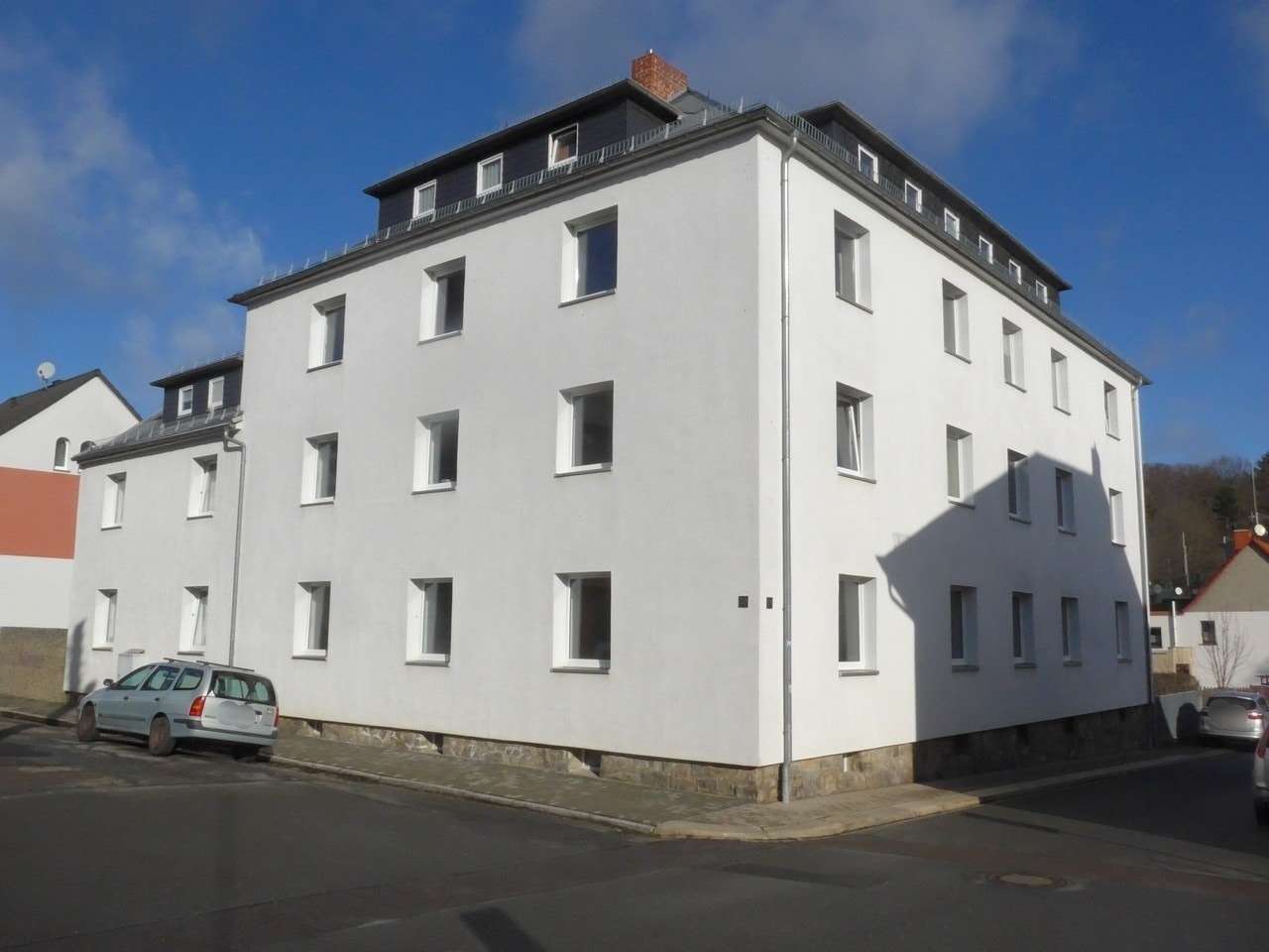 Hausansicht Hausansicht - Zwangsversteigerung Etagenwohnung in 08393 Meerane mit 49m² kaufen