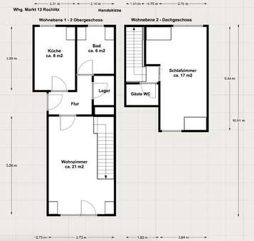 Grundriss - Maisonette-Wohnung in 09306 Rochlitz mit 66m² mieten
