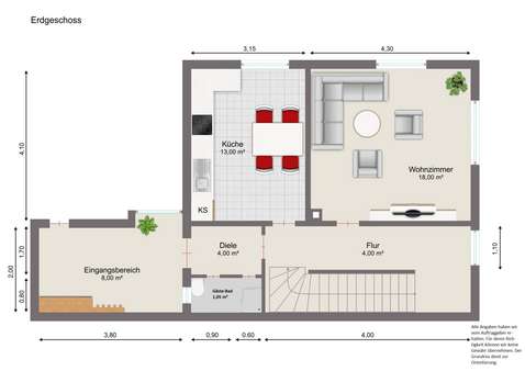 Grundriss Erdgeschoss - Reihenendhaus in 08112 Wilkau-Haßlau mit 90m² kaufen