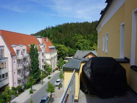 Terrasse Blick Marienquelle - Etagenwohnung in 08645 Bad Elster mit 71m² kaufen