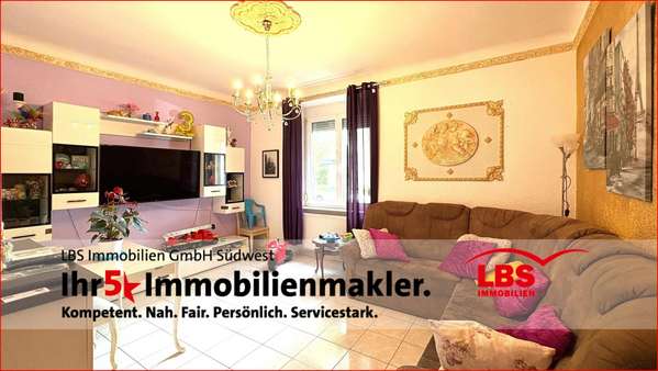 Wohnzimmer - Erdgeschosswohnung in 75177 Pforzheim mit 78m² kaufen