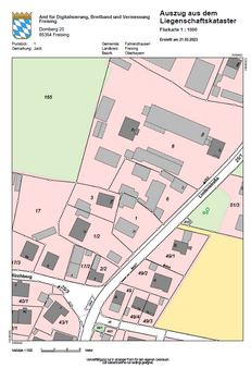 Flurkarte - Flurnummer 1 - Grundstück in 85777 Fahrenzhausen mit 518m² kaufen