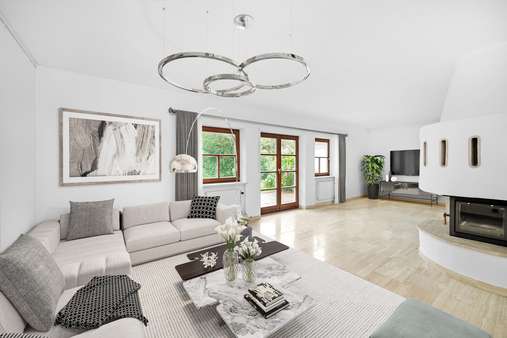 Wohnzimmer Beispiel / Visualisierung - Einfamilienhaus in 82205 Gilching mit 173m² kaufen