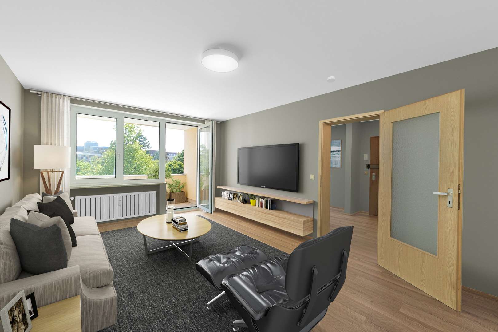VISUALISIERUNGSBEISPIEL_Wohnzimmer - Etagenwohnung in 81739 München mit 61m² kaufen