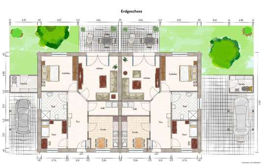 Grundriss rechte Haushälfte - Doppelhaushälfte in 26632 Ihlow mit 80m² günstig kaufen