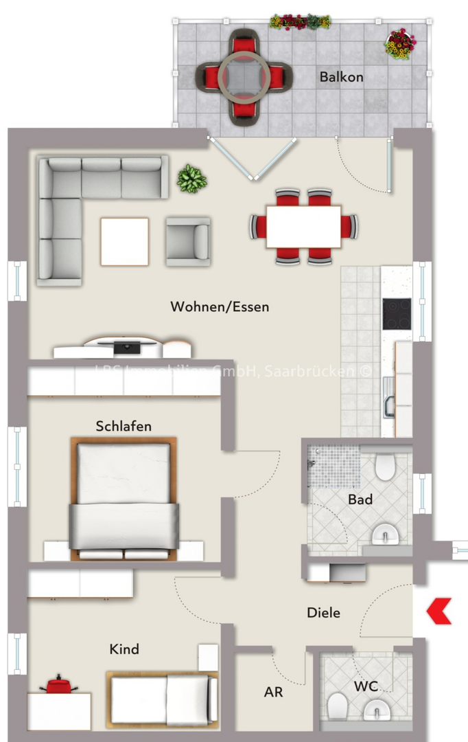Hülzweiler_Am Poylgon_WE 5 - Etagenwohnung in 66773 Schwalbach mit 79m² günstig kaufen