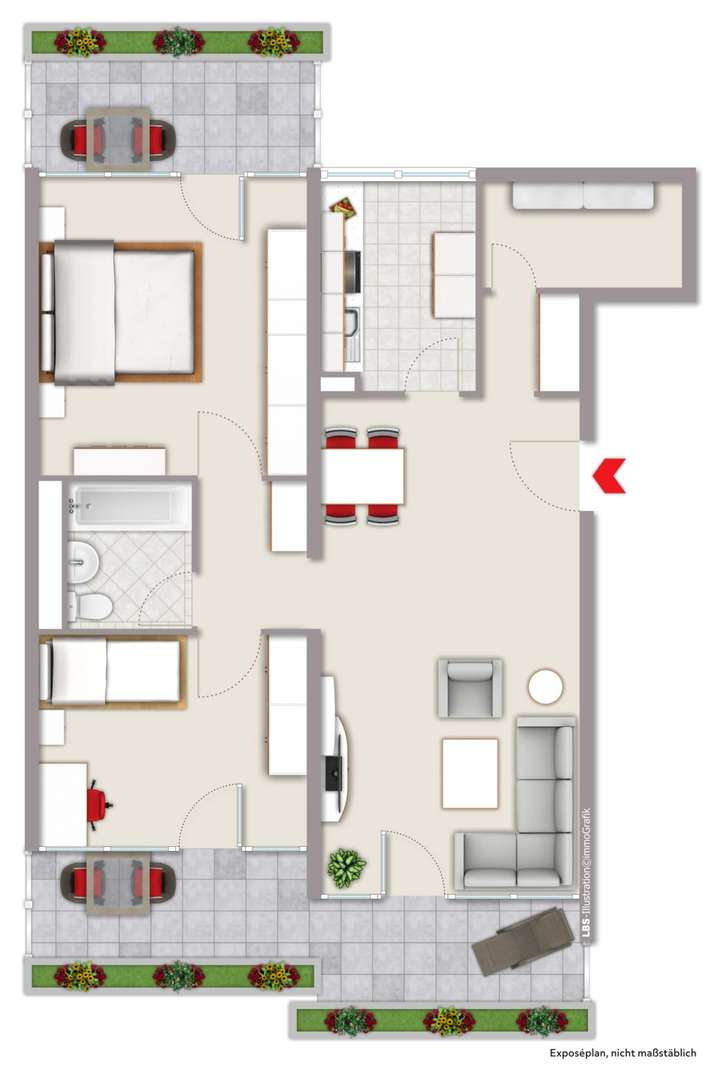 Einrichtungsvorschlag Einrichtungsvorschlag - Erdgeschosswohnung in 66763 Dillingen mit 84m² kaufen