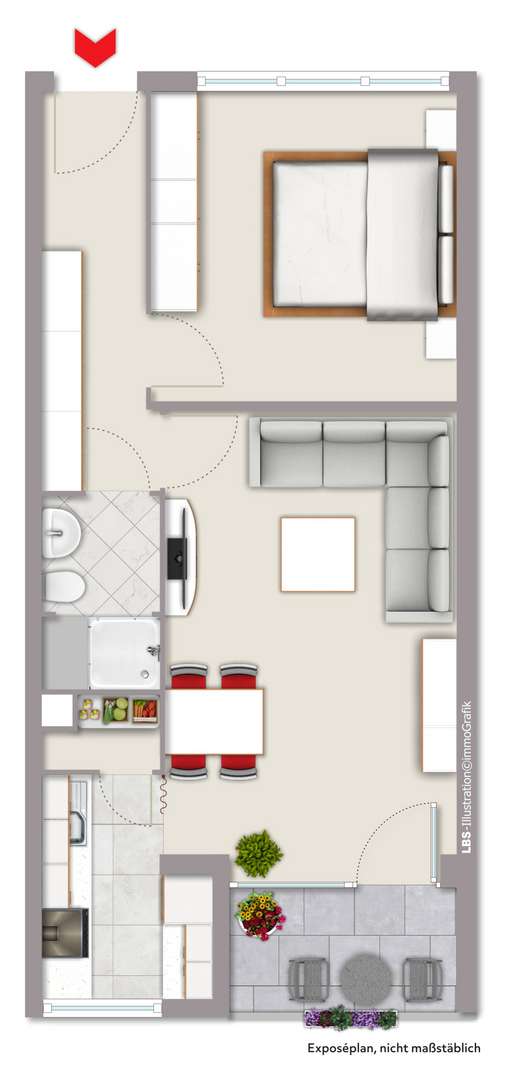 Grundriss - Etagenwohnung in 66117 Saarbrücken mit 51m² kaufen