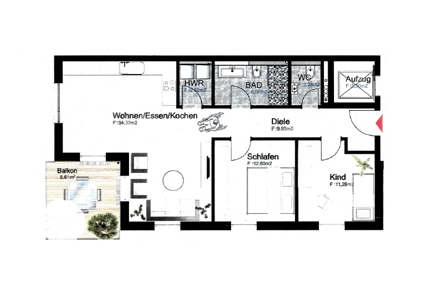 Grundriss - Etagenwohnung in 66424 Homburg mit 84m² kaufen