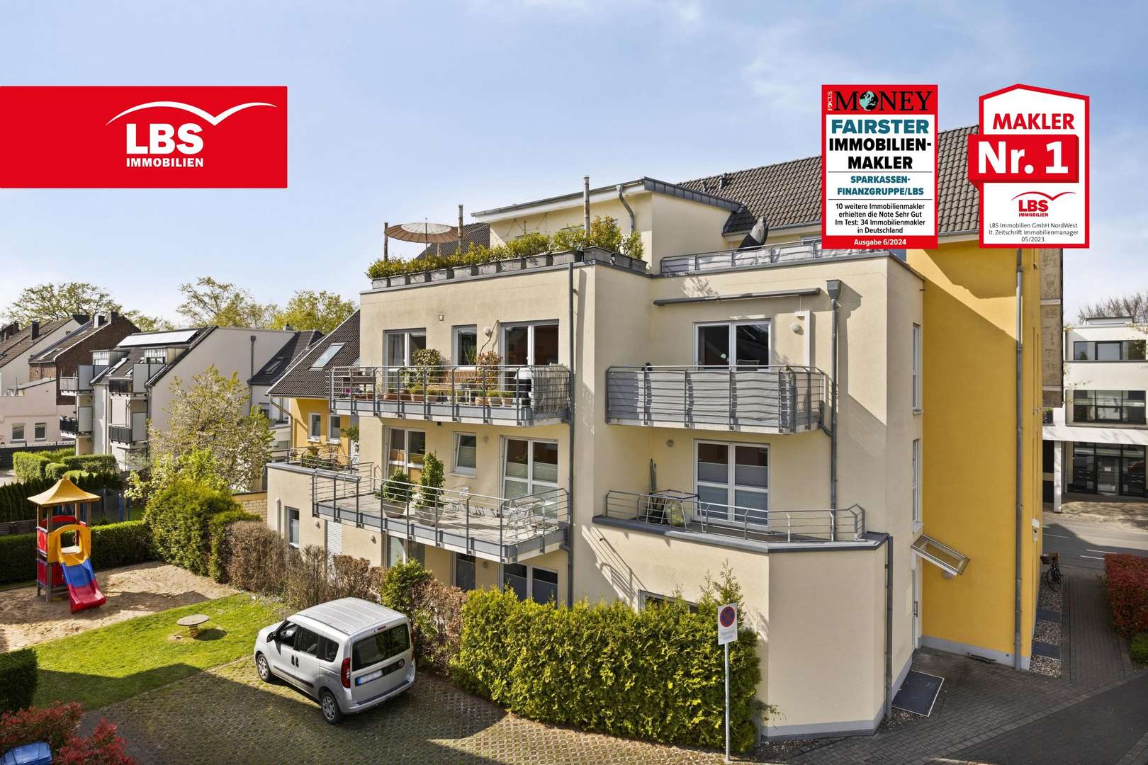Außenansicht zu den Terrassen - Maisonette-Wohnung in 51375 Leverkusen mit 142m² kaufen