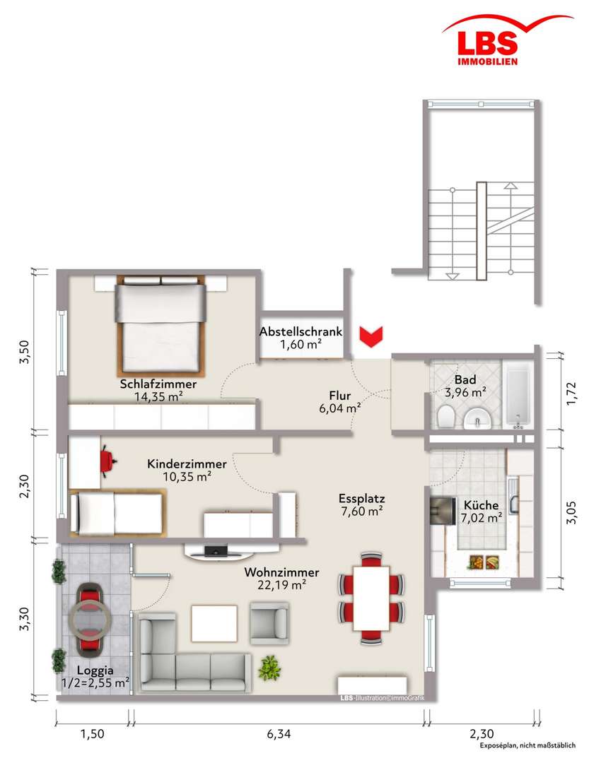 Grundriss - Erdgeschosswohnung in 40789 Monheim mit 76m² kaufen