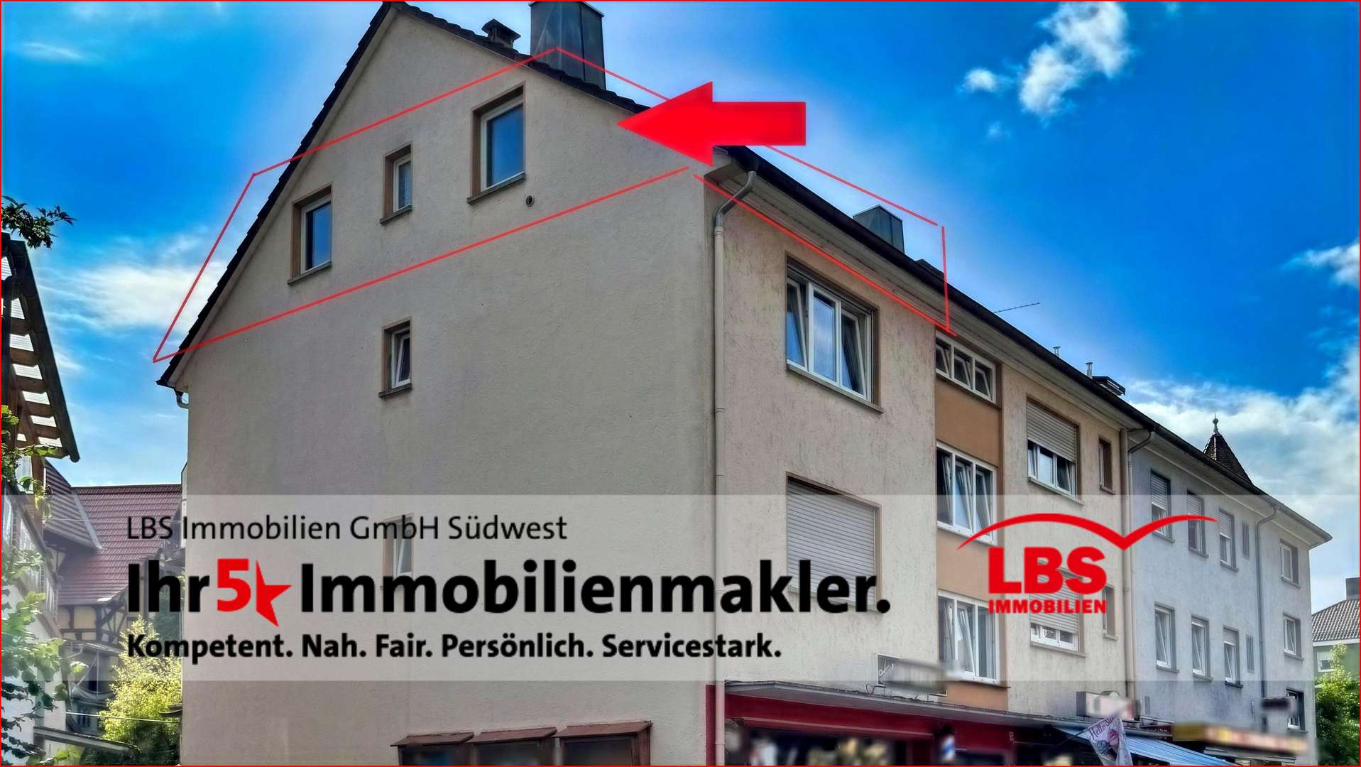 Ansicht seitlich mit Markieung kleiner Ansicht seitlich mit Markieung kleiner - Dachgeschosswohnung in 77652 Offenburg mit 69m² kaufen