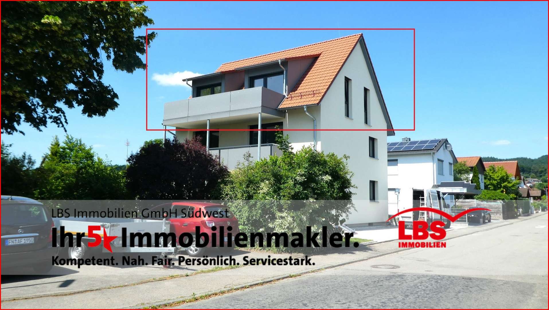 Gesamtansicht mit Balkon Gesamtansicht mit Balkon - Dachgeschosswohnung in 88696 Owingen mit 78m² kaufen